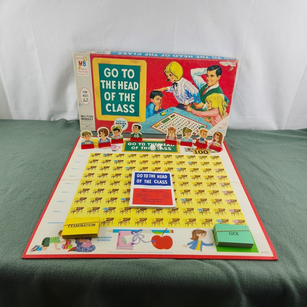 Vintage 1967 Milton Bradley Go To The Head Of The Class Board Game Complete